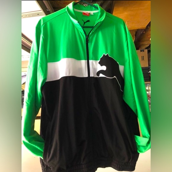 Men’s Puma track jacket size XL green / black / white - Picture 1 of 5
